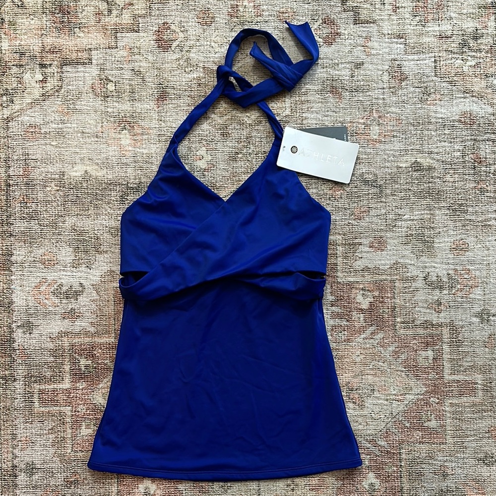 Woman’s Blue Athleta 32D Swim Tank With Built In Bra